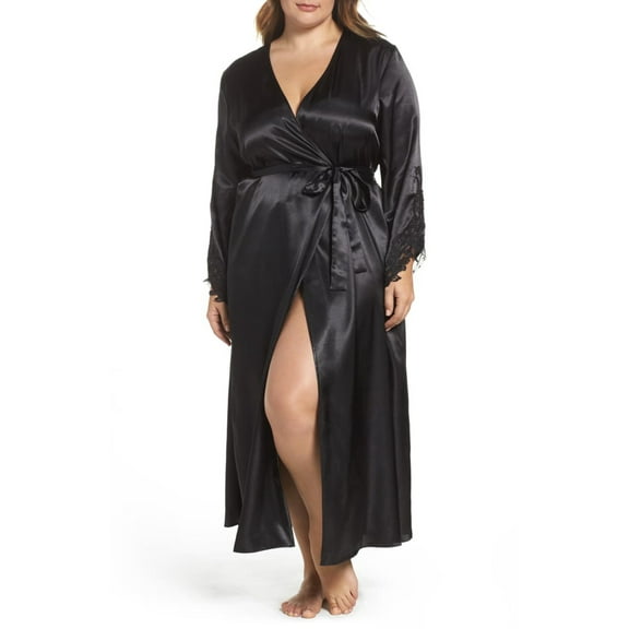 Flora Nikrooz Women's Plus Size Stella Robe, Black, 1X