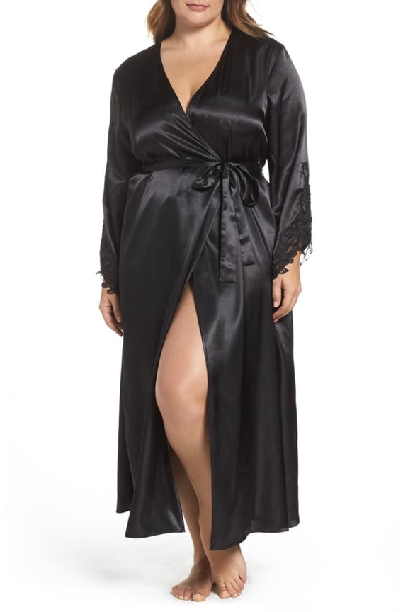 Nikrooz Women's Plus Size Stella Robe, Black, 1X
