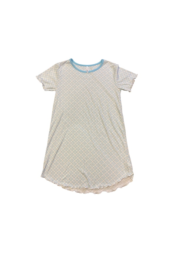 Women's Soft Stretch Short Sleeve Ribbed Sleep Dress (Aqua, M)