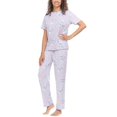 thumbnail image 1 of Flora Nikrooz Womens Printed Notch Collar Pajama Set, 2 Pieces,Blue,Large, 1 of 1