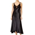 thumbnail image 1 of Flora Nikrooz Womens Stella Satin Venise Trim Gown (Black, Large), 1 of 2