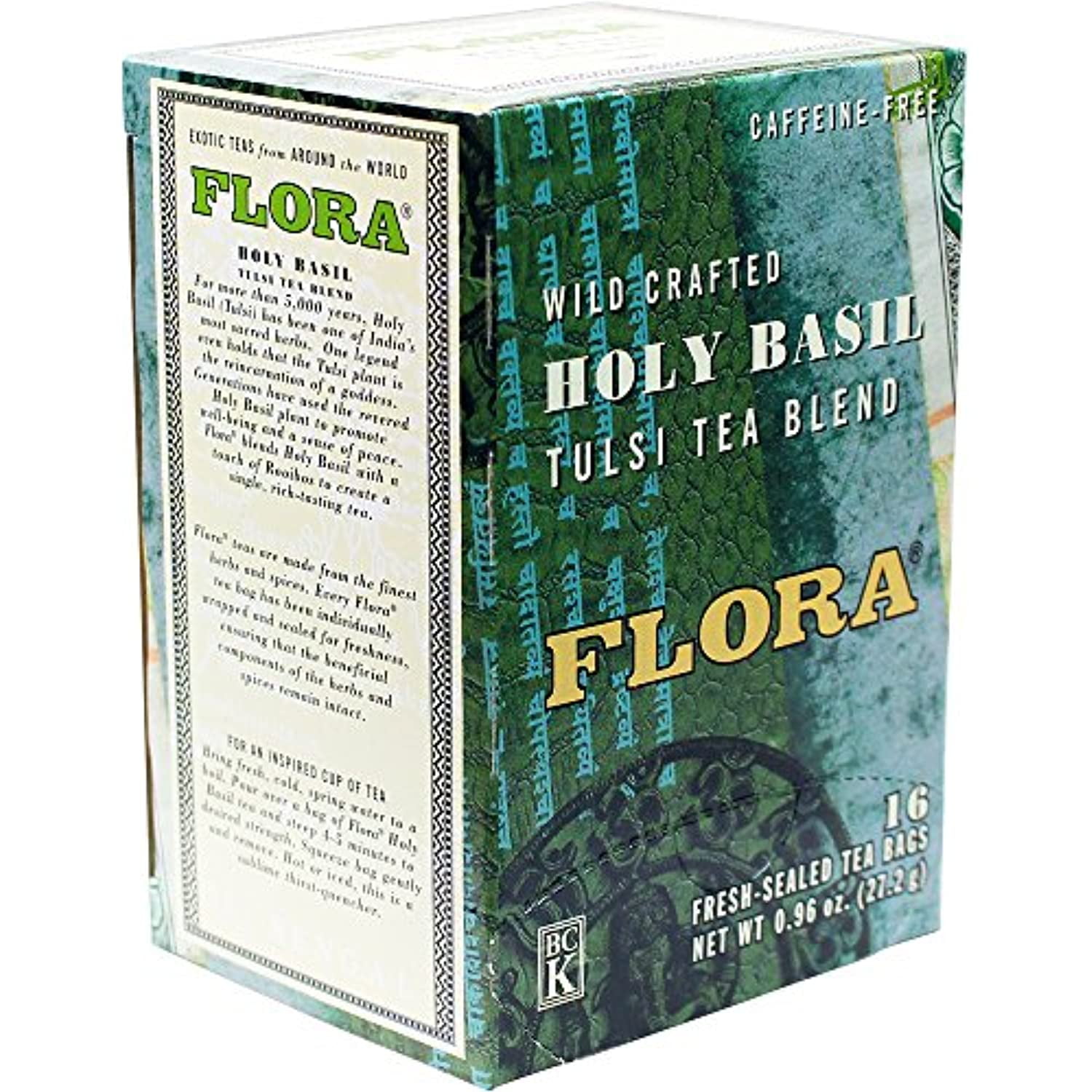 Flora Organic Tulsi Holy Basil Tea 16 Bags Non Gmo & Caffeine Free