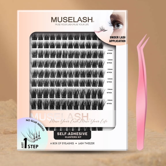 Artemis Whisper Self-Adhesive Lash Kit | 156PCS Pre-Glued Wide Band Lash Clusters with Lash Applicator | Glue-Free DIY Eyelash Extensions | Lightweight, Cruelty-Free & Vegan | 8-16mm Mixed Lengths