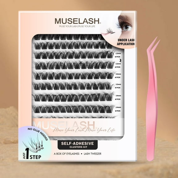 Flora Self-Adhesive Lash Kit | 156PCS Pre-Glued Lash Clusters with Applicator | Wide Band DIY Lashes in Mixed Lengths 8–16mm | Easy to Apply, Vegan & Cruelty-Free | No Glue Needed for Effortless Lash