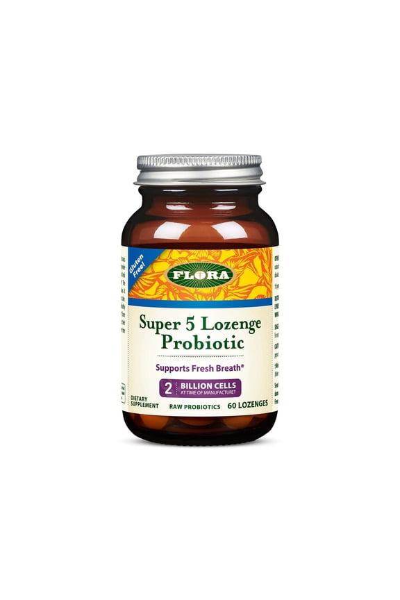 - Super 5 Lozenge Probiotic, Raspberry Flavored Oral Probiotic, Good for Bad Breath, Five Strains with 2 Billion CFU, Regain and Retain Gut Health, RAW, 60 Lozenges