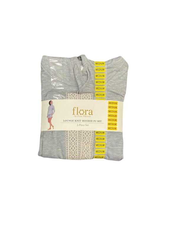 Flora Women's Lounge Brushed Knit Lace Detail Hoodie & Shorts PJ Set