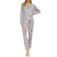 thumbnail image 1 of Flora by Flora Nikrooz Women's Printed Knit Long Sleeve Pajama trimmed with lace, 1 of 2