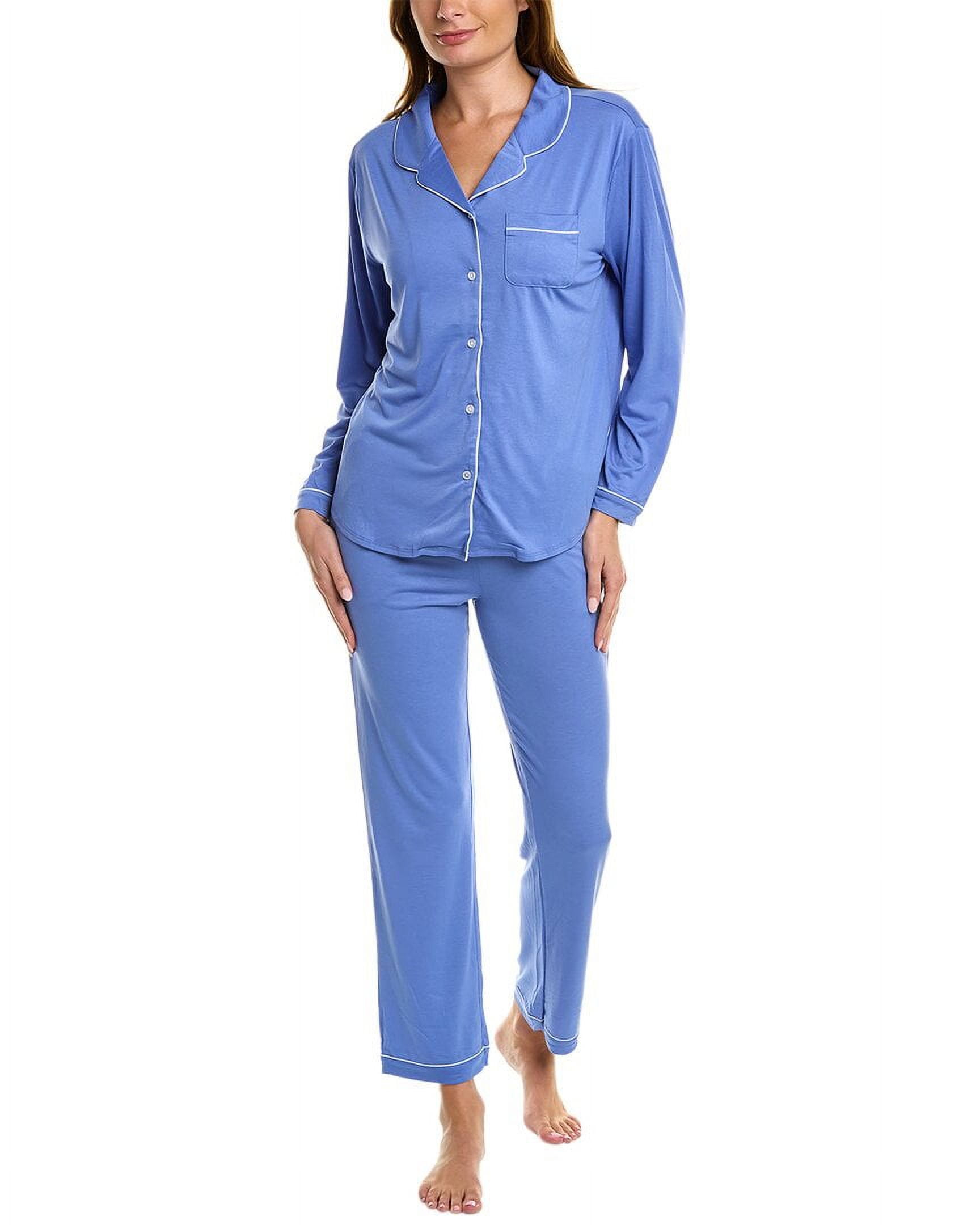 Flora by Flora Nikrooz womens 2pc Knit Notch Collar Pajama Set, L, Blue ...