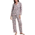 thumbnail image 1 of Flora by Flora Nikrooz womens  2pc Printed Top & Pant Sleep Set, XL, Gray, 1 of 3