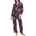thumbnail image 1 of Flora by Flora Nikrooz womens  2pc Printed Top & Pant Sleep Set, m, Purple, 1 of 3