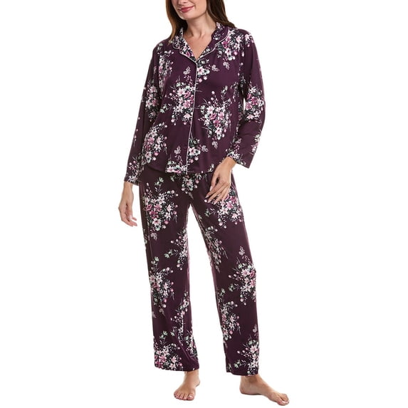 Flora by Flora Nikrooz womens 2pc Printed Top & Pant Sleep Set, m, Purple