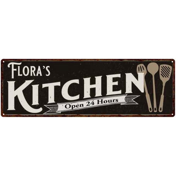 Flora's Kitchen Sign Chic Wall Decor Gift Mom 6x18 206180014356
