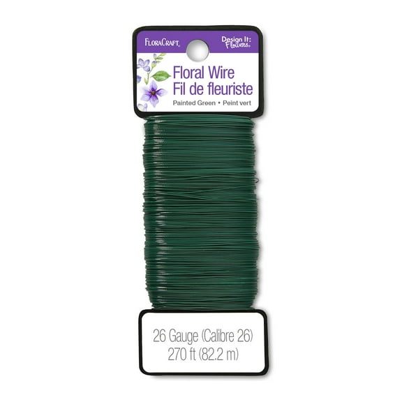 FloraCraft 26 Gauge Floral Wire, 270 ft, Green, Metal, 1 Piece