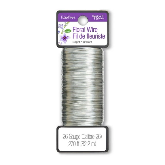FloraCraft 26 Gauge Floral Wire, 270 feet, Bright Silver, Metal, 1 Piece