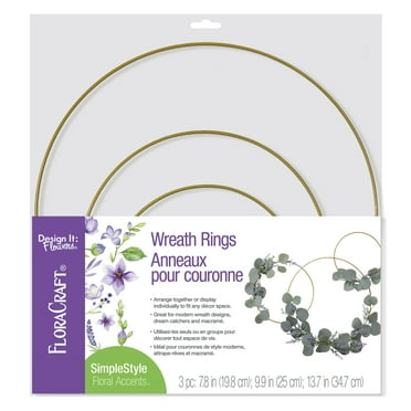 FloraCraft 3 piece Wire Wreath Ring 7.8 inch, 9.8 inch and 13.8 inch Gold