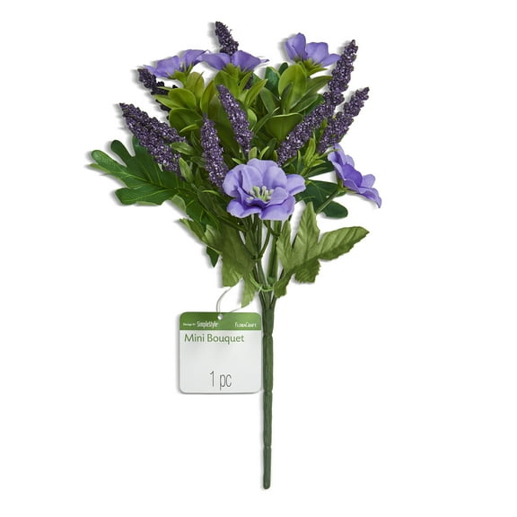 FloraCraft Artificial Mini Bouquet Pick 9 inch Purple Mallow Flower