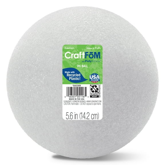 FloraCraft CraftFōM Crafting Foam Ball 5.6 inch White