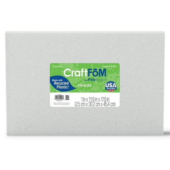 FloraCraft CraftFōM Crafting Foam Block 1" x 11.9" x 17.9" White