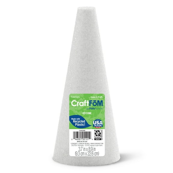 FloraCraft CraftFōM Crafting Foam Cone 3.7 inch x 8.9 inch White