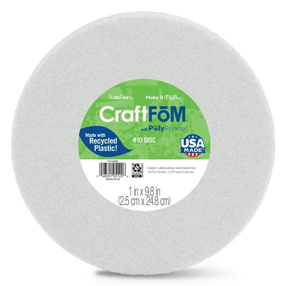 FloraCraft CraftFōM Crafting Foam Disc 1 inch x 9.8 inch White