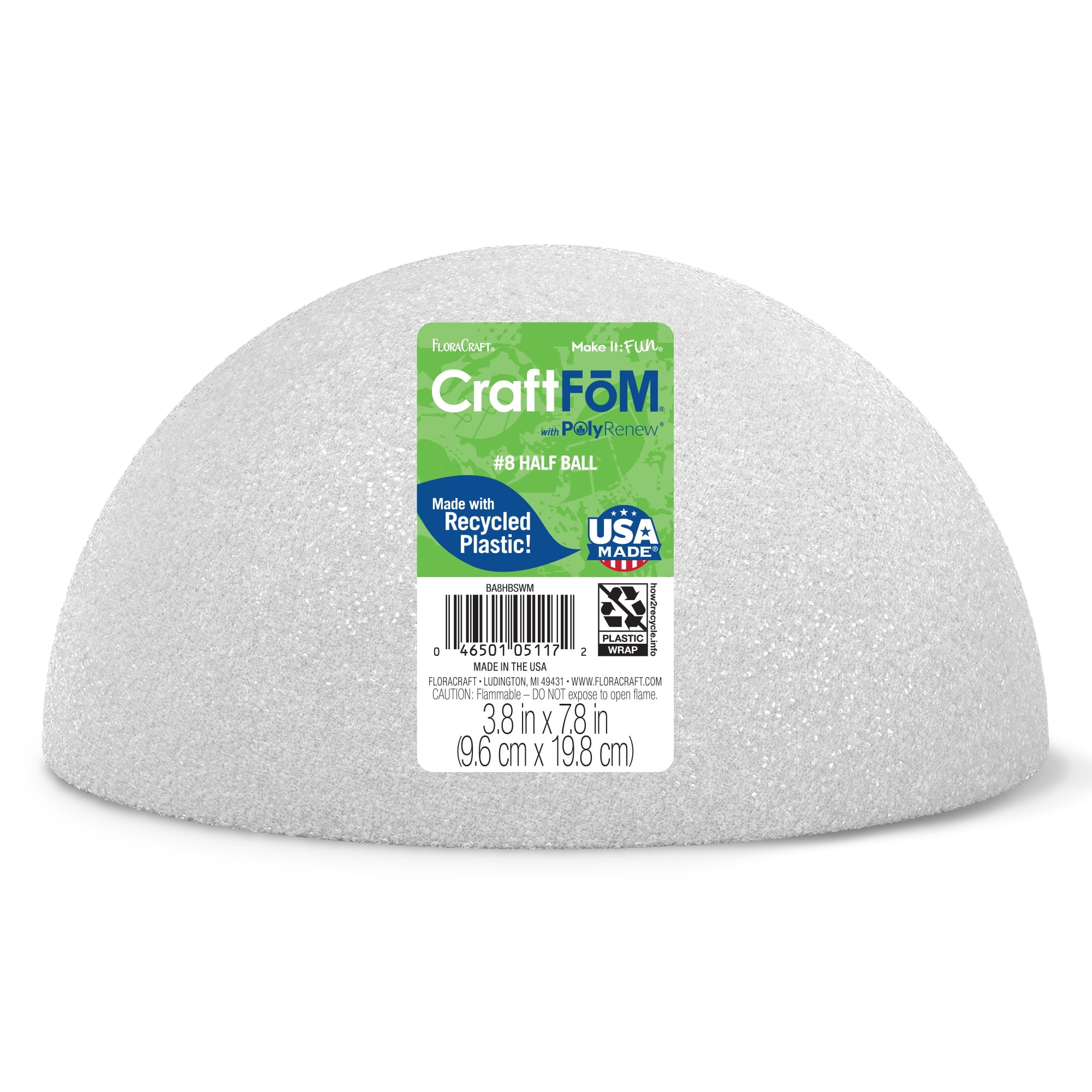 Floracraft CraftFM 12 Piece Crafting Foam Ball 1.8 inch White