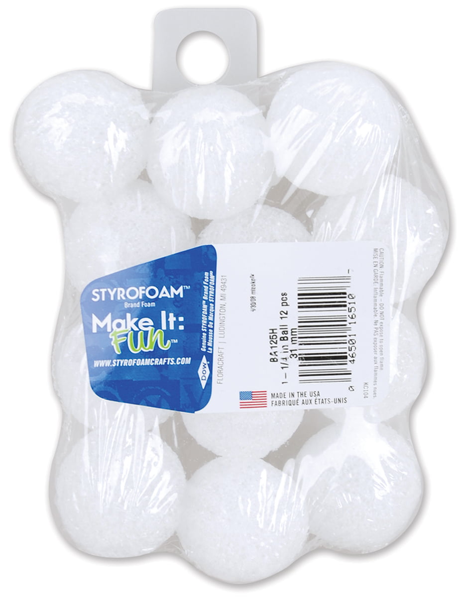FloraCraft Styrofoam Balls, 1-1/2, 12/Pkg. 