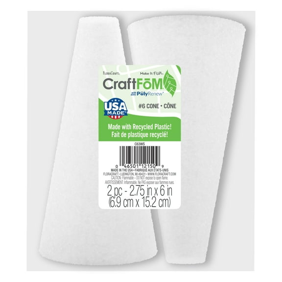 FloraCraft CraftFoM Cones, 6 in x 3 in, 2/Pkg.