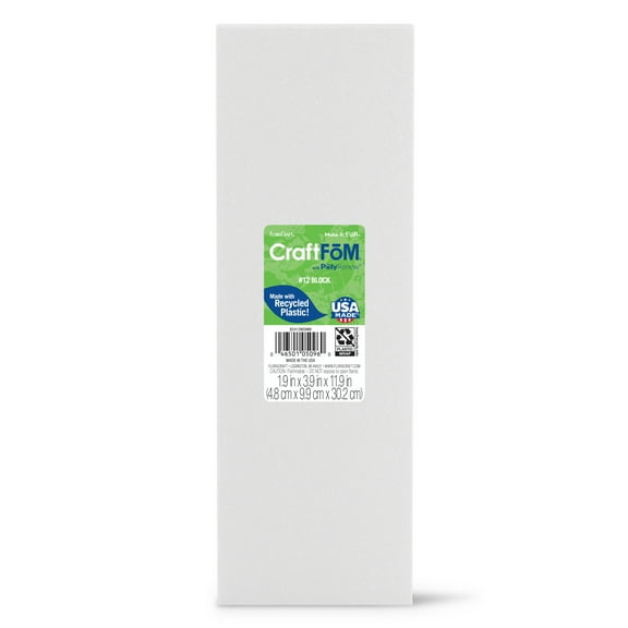 FloraCraft Crafting Foam Block 1.9 inch x 3.9 inch x 11.9 inch White