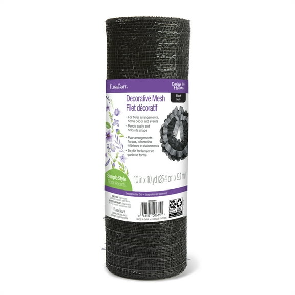 FloraCraft Decorative Mesh 10-inch x 10-yard Black