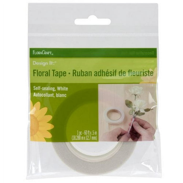FloraCraft Design It 0.5 x 60' White Floral Tape, 1 Each
