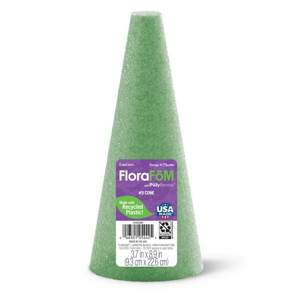 FloraCraft FloraFōM Cone 3.7-inch x 8.9-inch Green XPS Foam