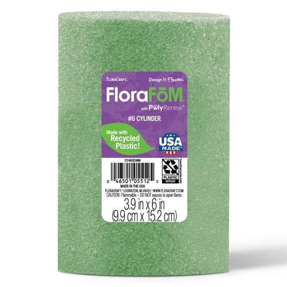 FloraCraft FloraFōM Cylinder 3.9 inch x 6 inch Green Floral Arranging Supply