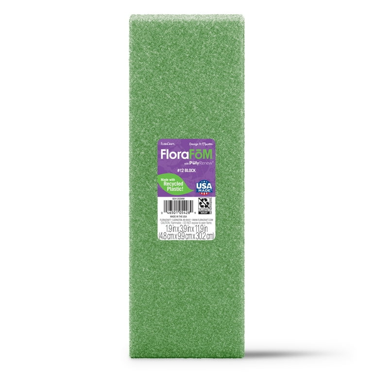 Floral Foam - Floral Craft Green Foam Block, 2.8x3.8x3.8 in. - 3 Pack