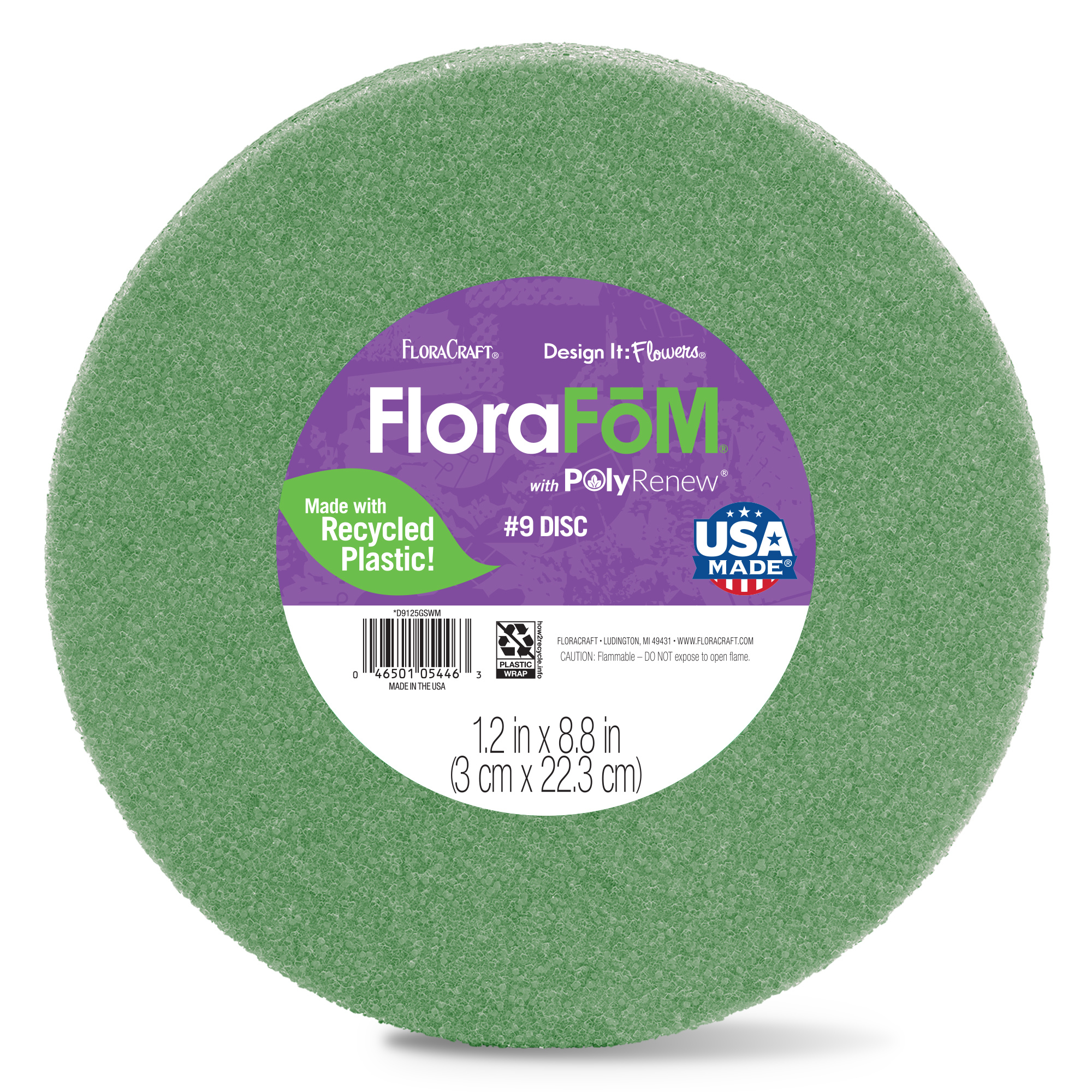 FloraCraft FloraFōM Foam Disc 1.2 inch x 8.8 inch Green FoM - image 1 of 7