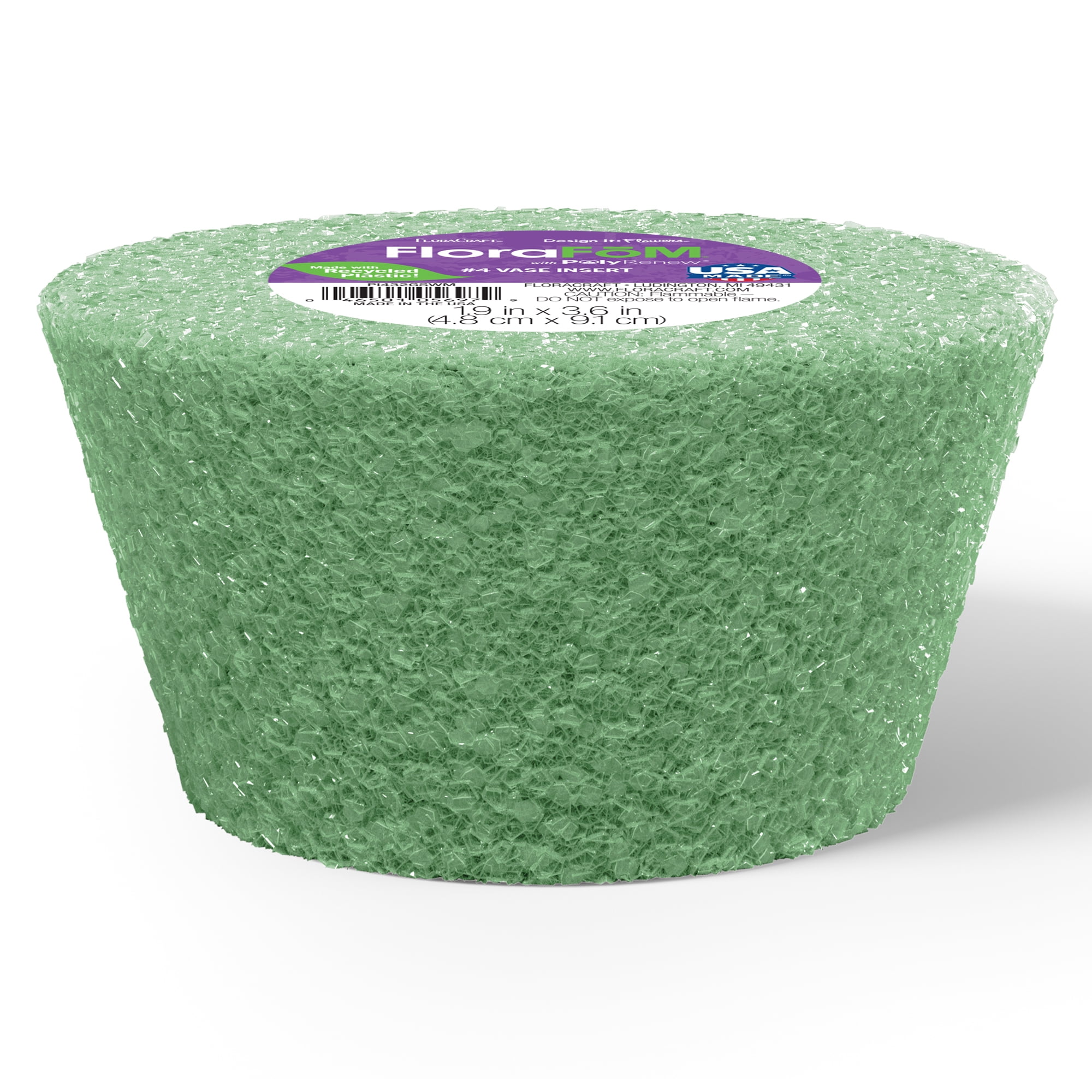 FloraCraft FloraFōM Vase Insert 1.9 Inch x 3.6 Inch Green