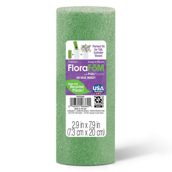 FloraCraft FloraFōM Vase Insert 2.9 inch x 7.9 inch Green