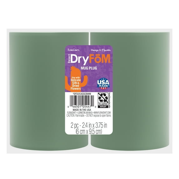 FloraCraft Floral Desert DryFōM 2 Piece Mug Plug 2.4 inch x 3.75 inch Green