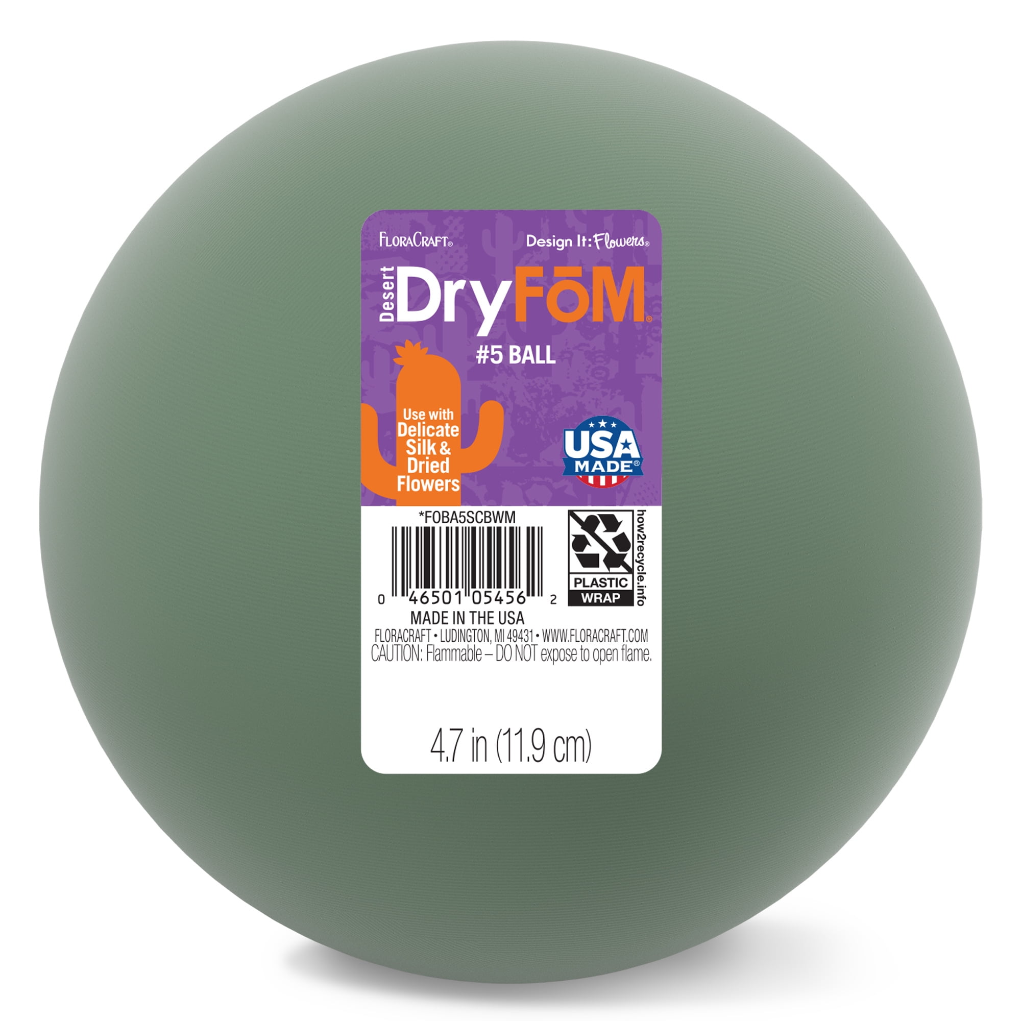FloraCraft Floral Desert DryFōM Ball 4.7 inch Green
