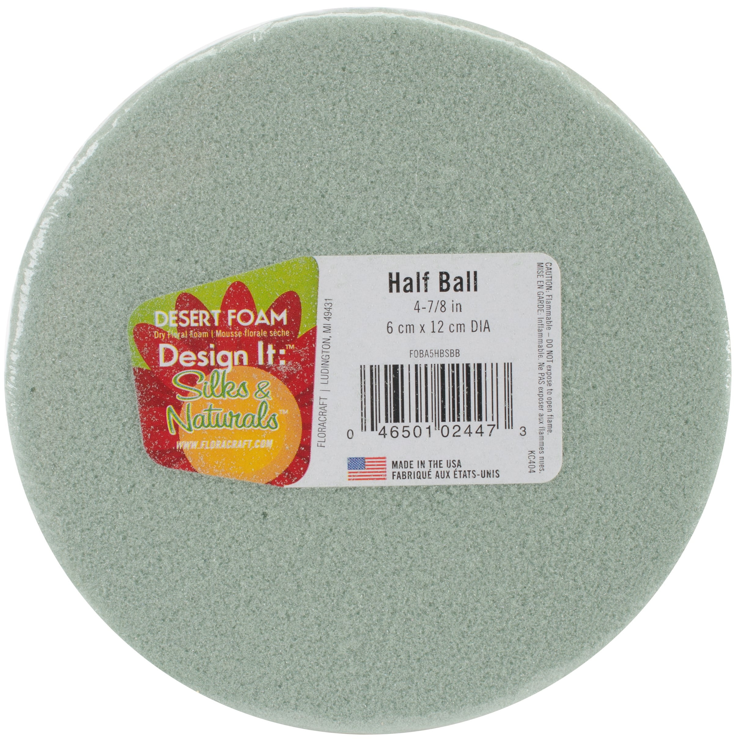 FloraCraft Floral Dry Foam Half Ball 2.3 inch x 4.8 inch Green