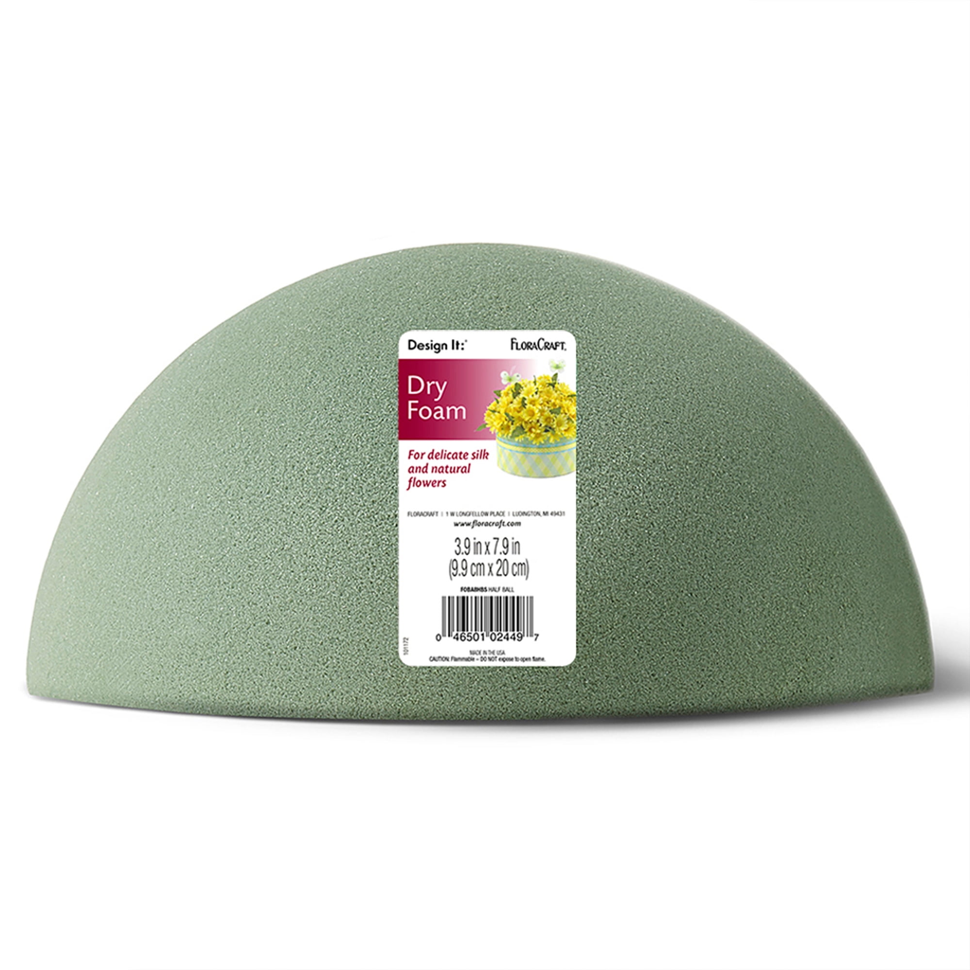FloraCraft Floral Dry Foam Half Ball 3.9 inch x 7.9 inch Green ...