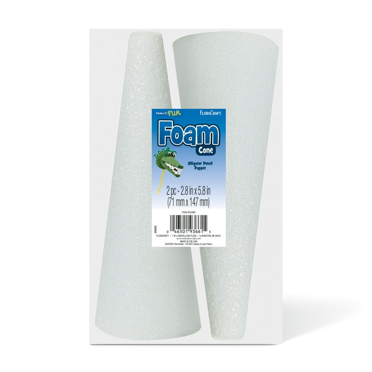 FloraCraft Cone - Styrofoam - 9-inch x 4-inch - White