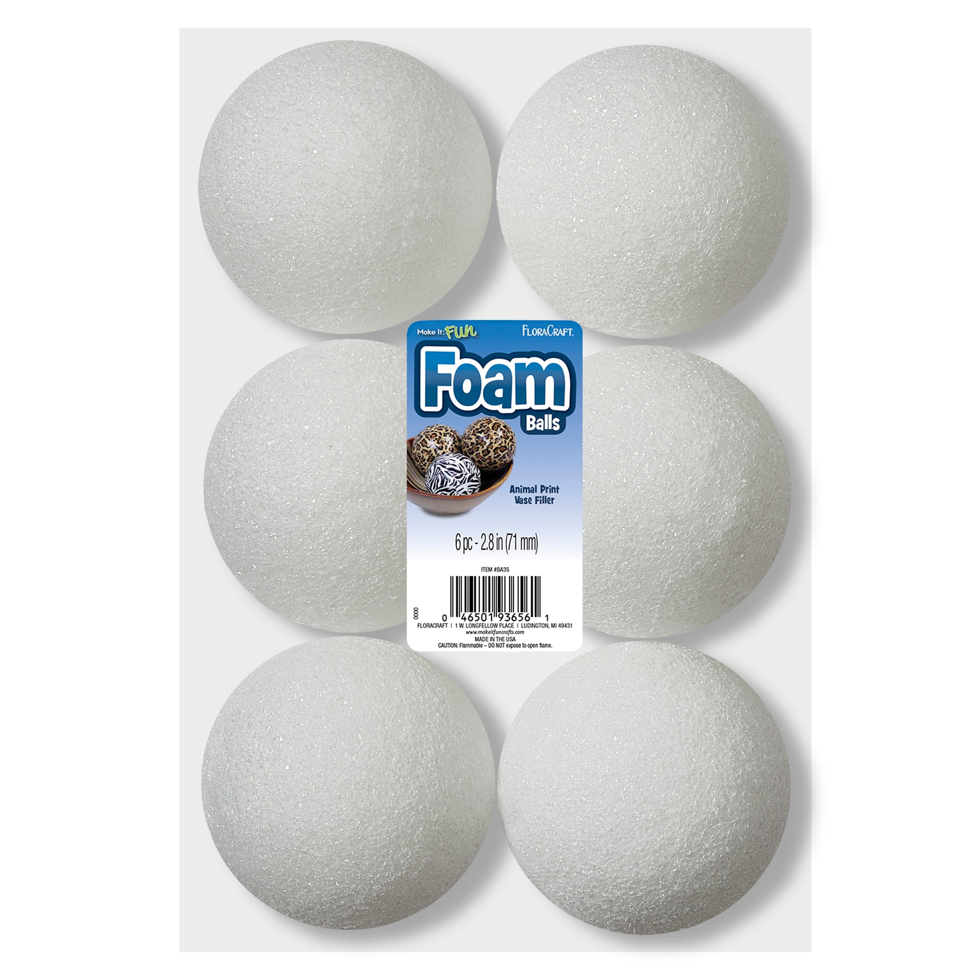  Smooth Foam 6-inch Ball for Crafts - Bulk 8 Pack - Plasteel  Brand - Made in The USA