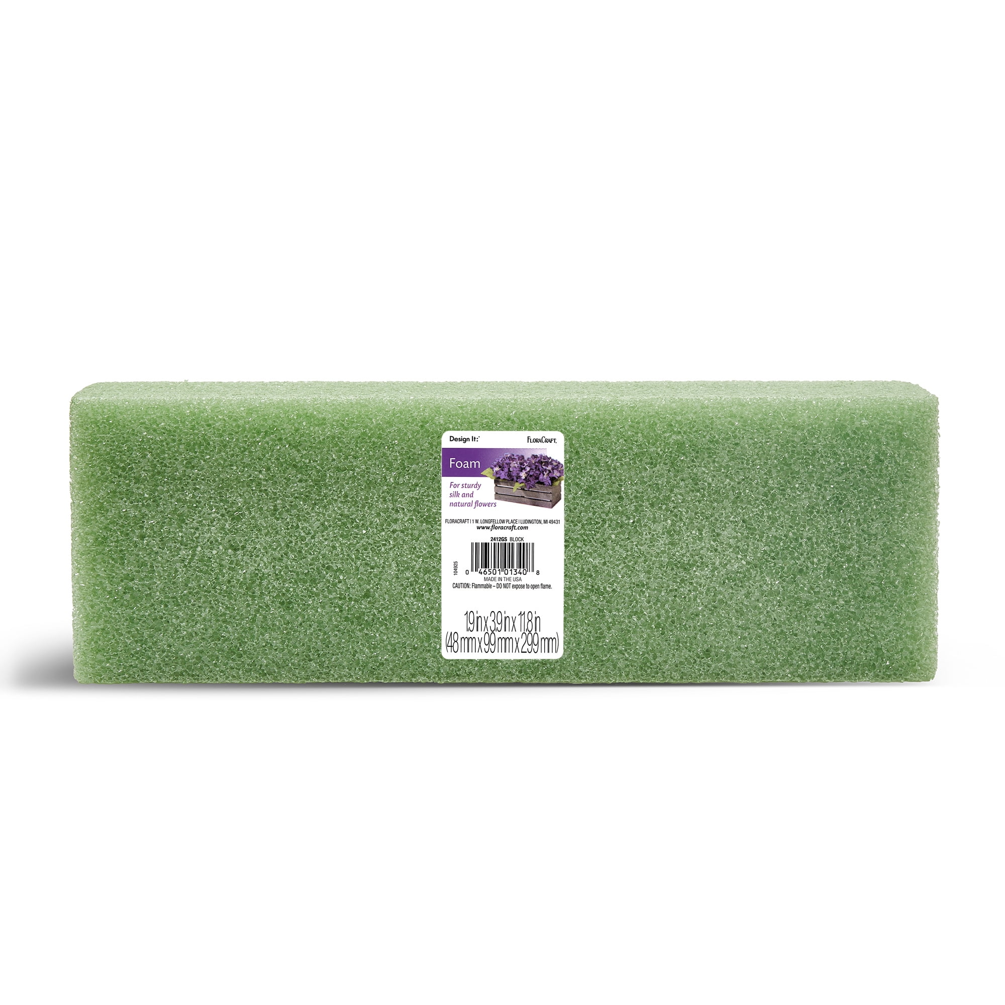 FloraCraft Foam Block 1.9 inch x 3.9 inch x 11.8 inch Green