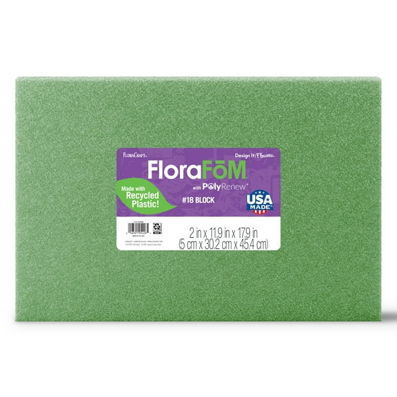 FloraCraft Foam Block 2 inch x 11.9 inch x 17.9 inch Green