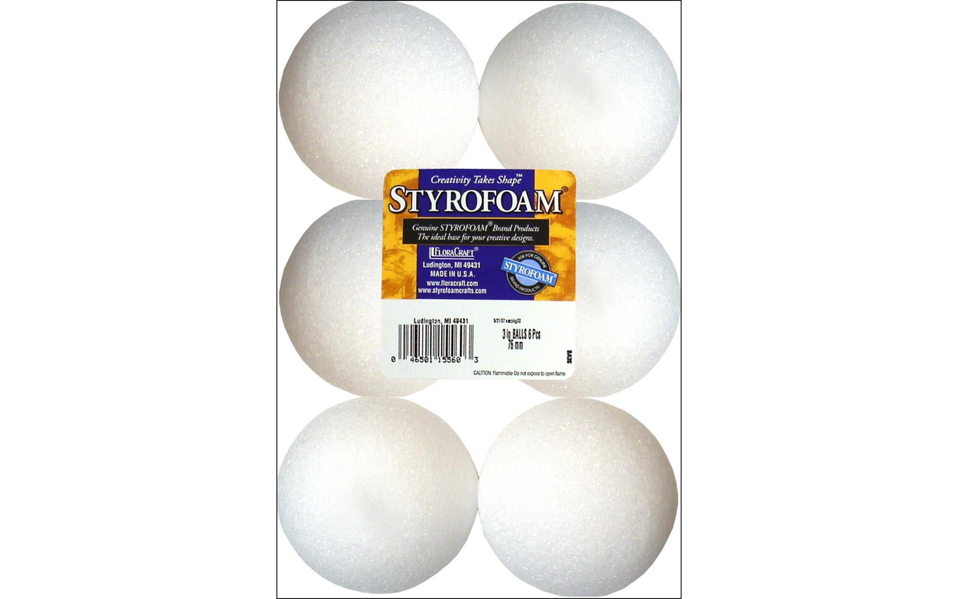 Floracraft 3in White Ball Styrofoam (6)