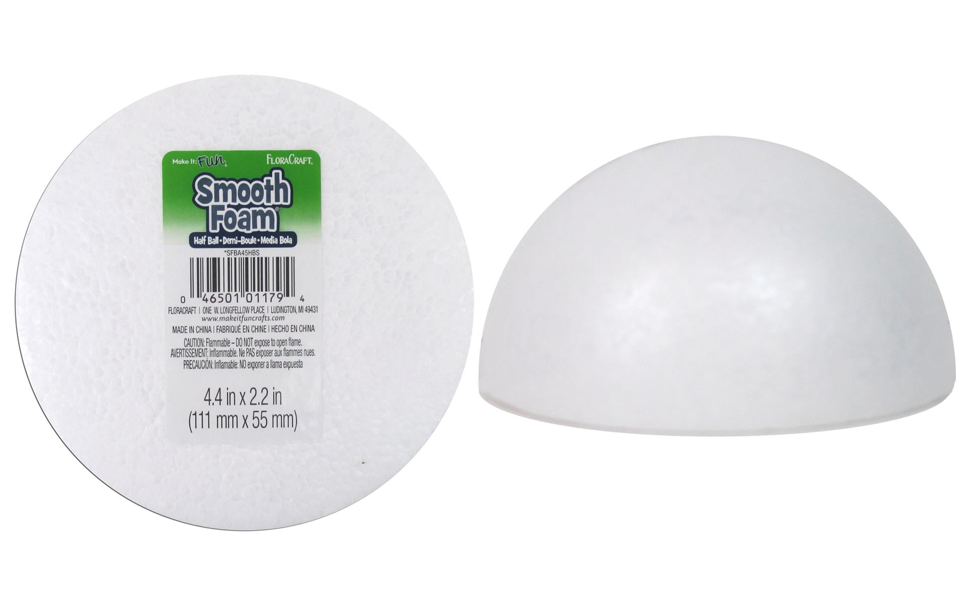 Smooth Desert Foam Half Ball White Half Round Styrofoam Foam - 8, Set of 4
