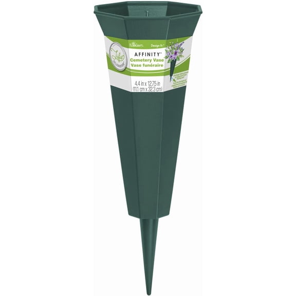 FloraCraft Plastic Cemetery Vase with Permanent Spike Green 4.4 x 12.75 Inches