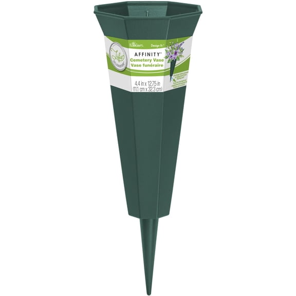 FloraCraft Plastic Cemetery Vase with Permanent Spike Green 4.4 x 12.75 Inches