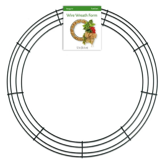 FloraCraft SimpleStyle 12 inch Wire Wreath, Green, 13 Gauge