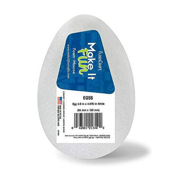FloraCraft Styrofoam Egg 3.5 Inch x 4.8 Inch White